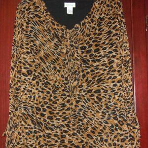 Leopard Ruffle Long Sleeve Blouse -Size 18/20